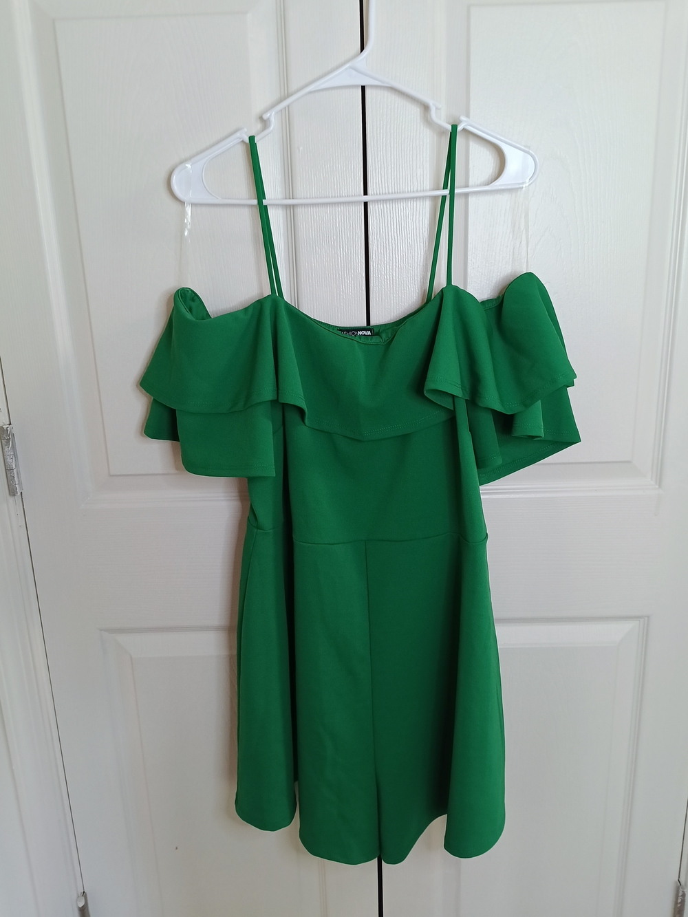 Fashion Nova Plus Size Green Off-Shoulder Ruffle Romper - Picture 4 of 6